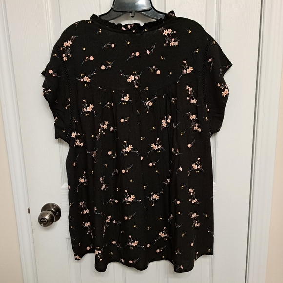 Buffalo David Bitton Floral Blouse Lightweight Flowy Top XXL Black Pink - Picture 12 of 14